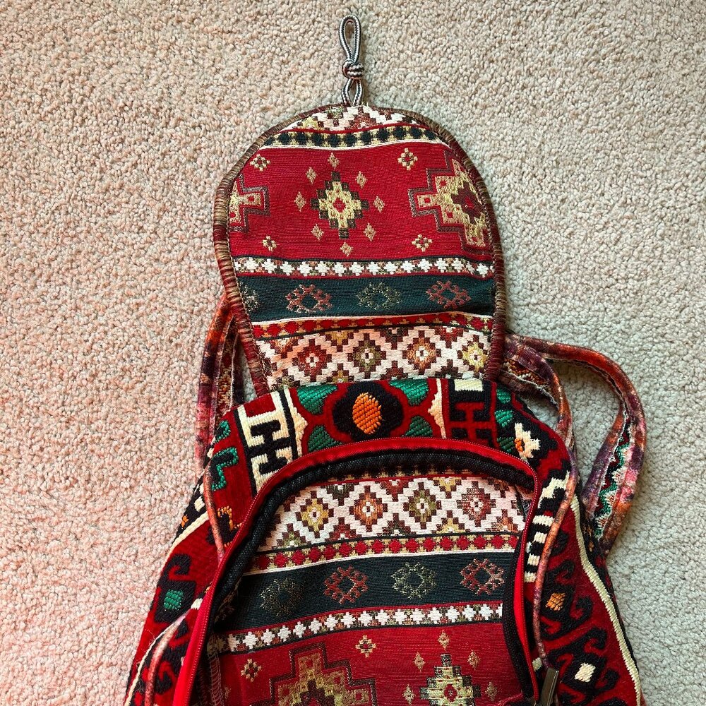 Woven *Tapestry* Backpack | Adjustable Straps | Very Unique | One of a Kind, EUC - Picture 11 of 16